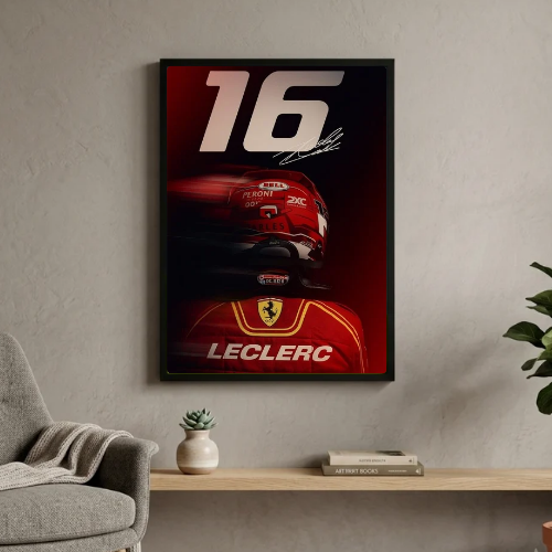 charles leclerc ferrari f1 poster with frame