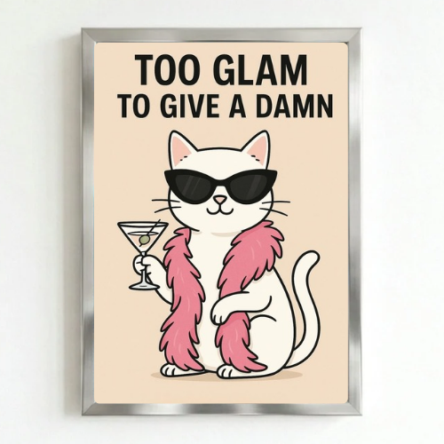 Iconic Chic Cat Girls Martini Poster