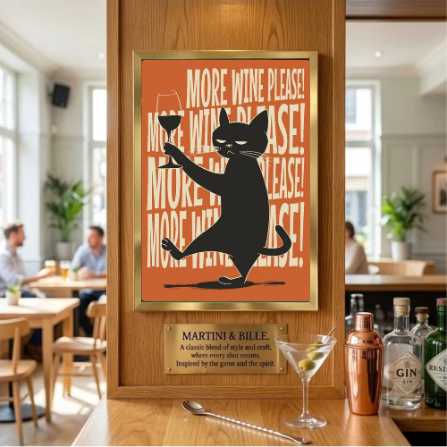bar and restaurant decoration cat wine