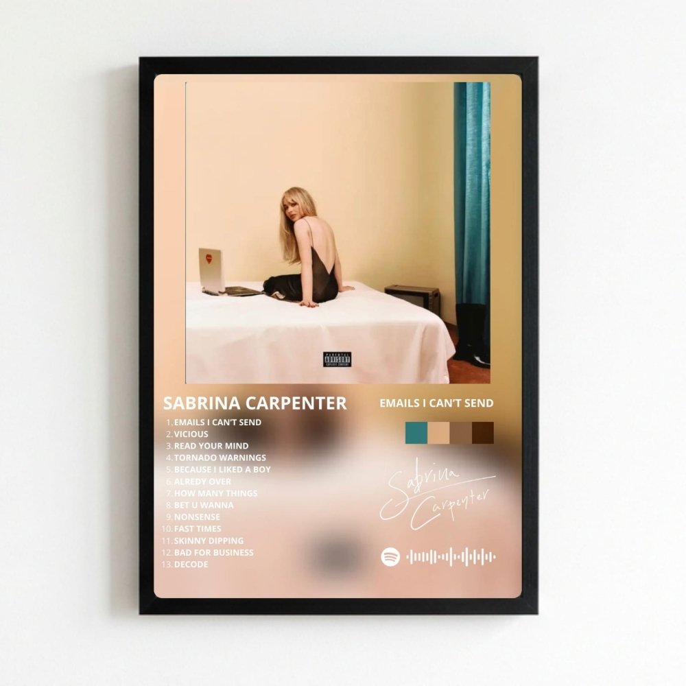 Sabrina Carpenter - Emails I Can't Send Poster with Frame - Vibes DistrictSabrina Carpenter - Emails I Can't Send Poster with Frame poster NeroVibes District