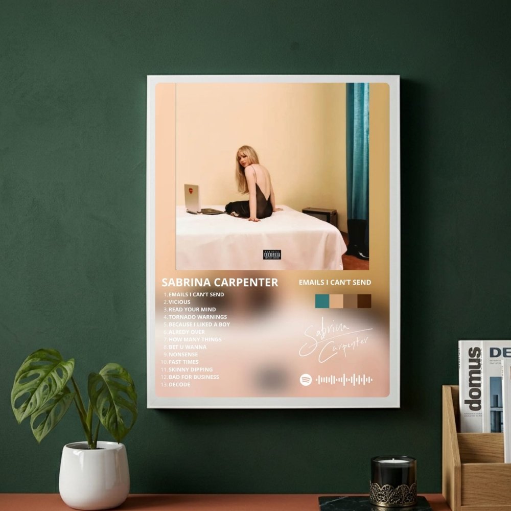 Sabrina Carpenter - Emails I Can't Send Poster with Frame - Vibes DistrictSabrina Carpenter - Emails I Can't Send Poster with Frame poster GoldVibes District