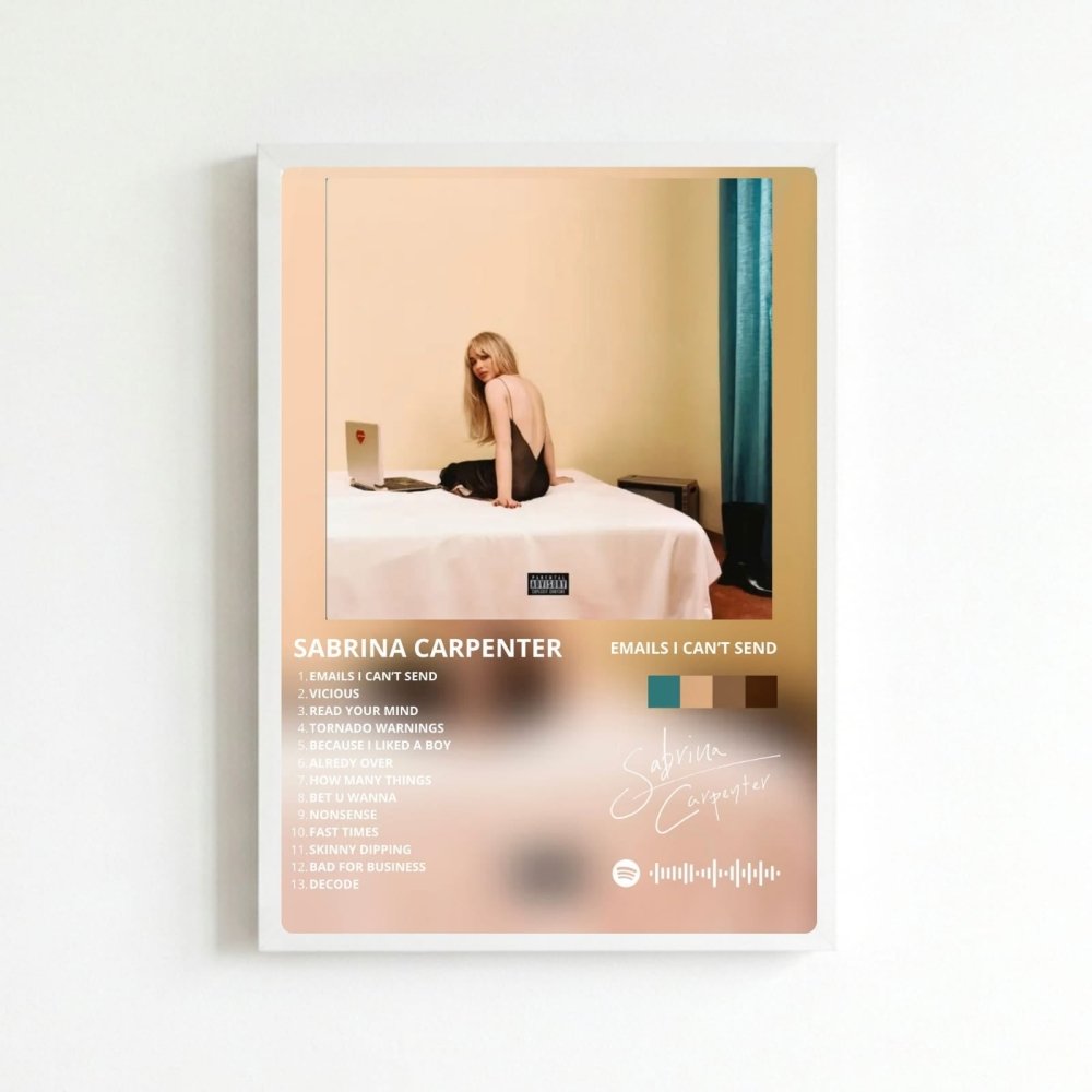 Sabrina Carpenter - Emails I Can't Send Poster with Frame - Vibes DistrictSabrina Carpenter - Emails I Can't Send Poster with Frame poster BiancoVibes District