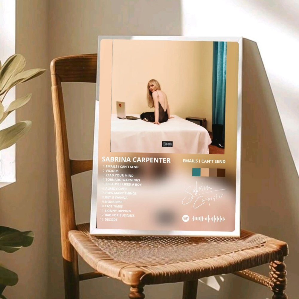 Sabrina Carpenter - Emails I Can't Send Poster with Frame - Vibes DistrictSabrina Carpenter - Emails I Can't Send Poster with Frame poster GoldVibes District