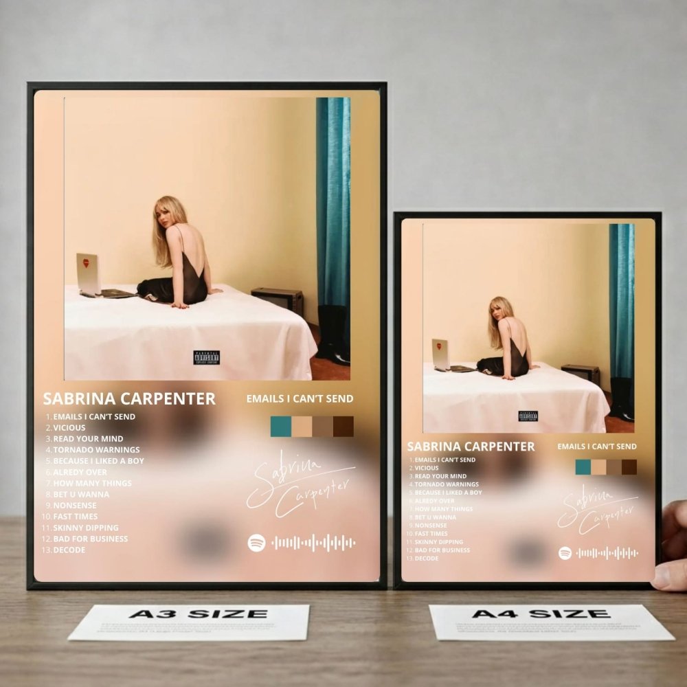Sabrina Carpenter - Emails I Can't Send Poster with Frame - Vibes DistrictSabrina Carpenter - Emails I Can't Send Poster with Frame poster GoldVibes District