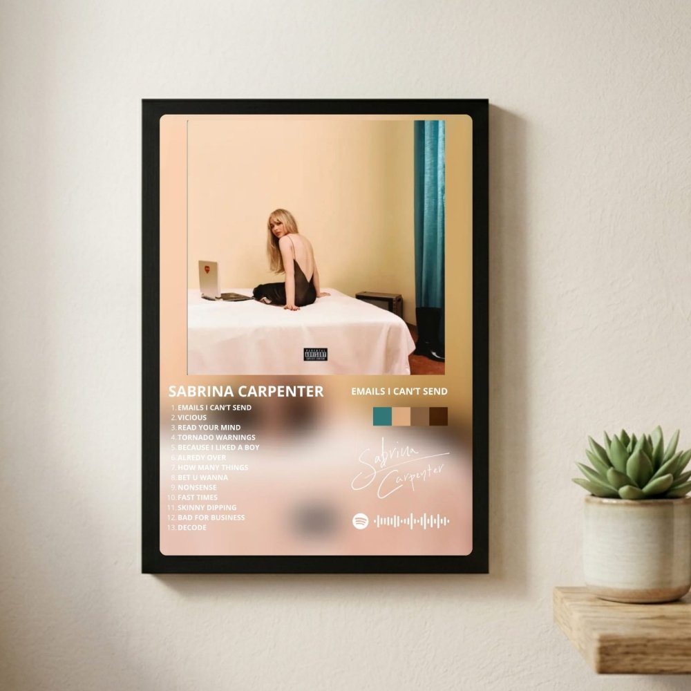 Sabrina Carpenter - Emails I Can't Send Poster with Frame - Vibes DistrictSabrina Carpenter - Emails I Can't Send Poster with Frame poster GoldVibes District
