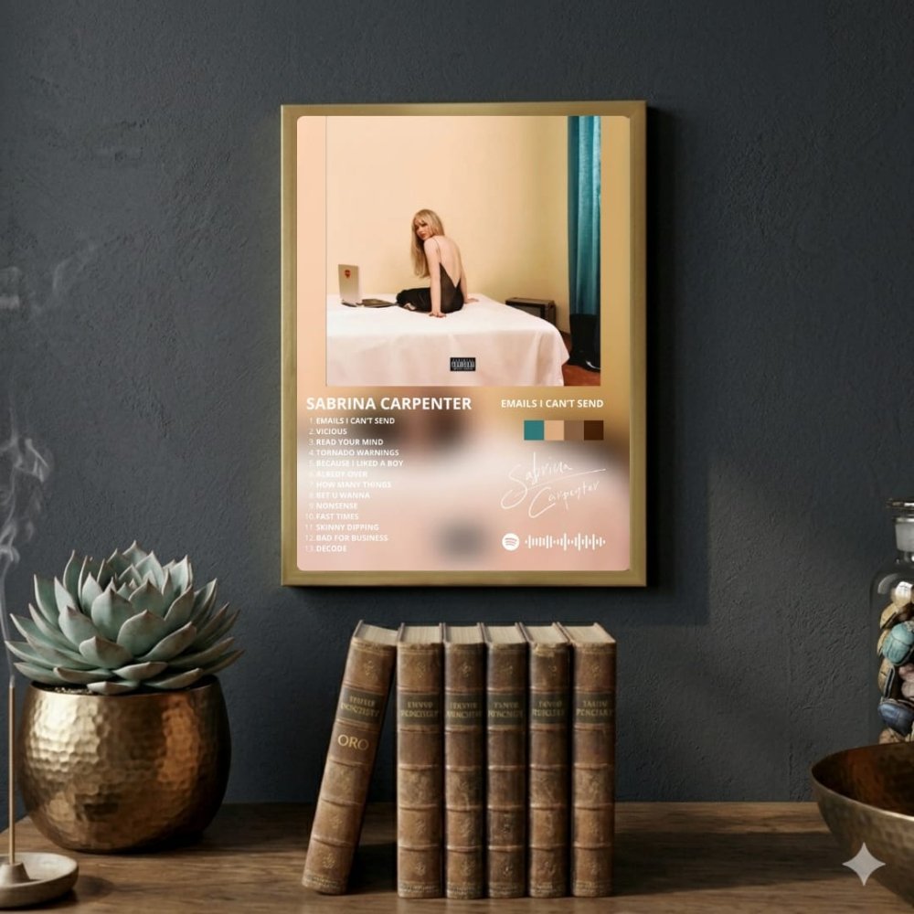 Sabrina Carpenter - Emails I Can't Send Poster with Frame - Vibes DistrictSabrina Carpenter - Emails I Can't Send Poster with Frame poster GoldVibes District