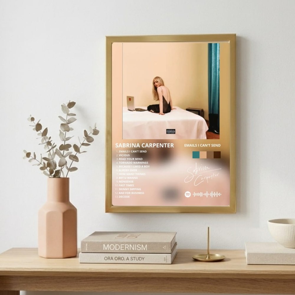 Sabrina Carpenter - Emails I Can't Send Poster with Frame - Vibes DistrictSabrina Carpenter - Emails I Can't Send Poster with Frame poster GoldVibes District