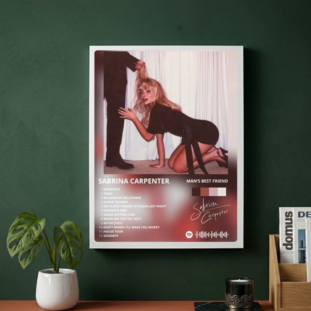 Sabrina Carpenter - Man's Best Friend Poster with Frame - Vibes DistrictSabrina Carpenter - Man's Best Friend Poster with Frame poster GoldVibes District