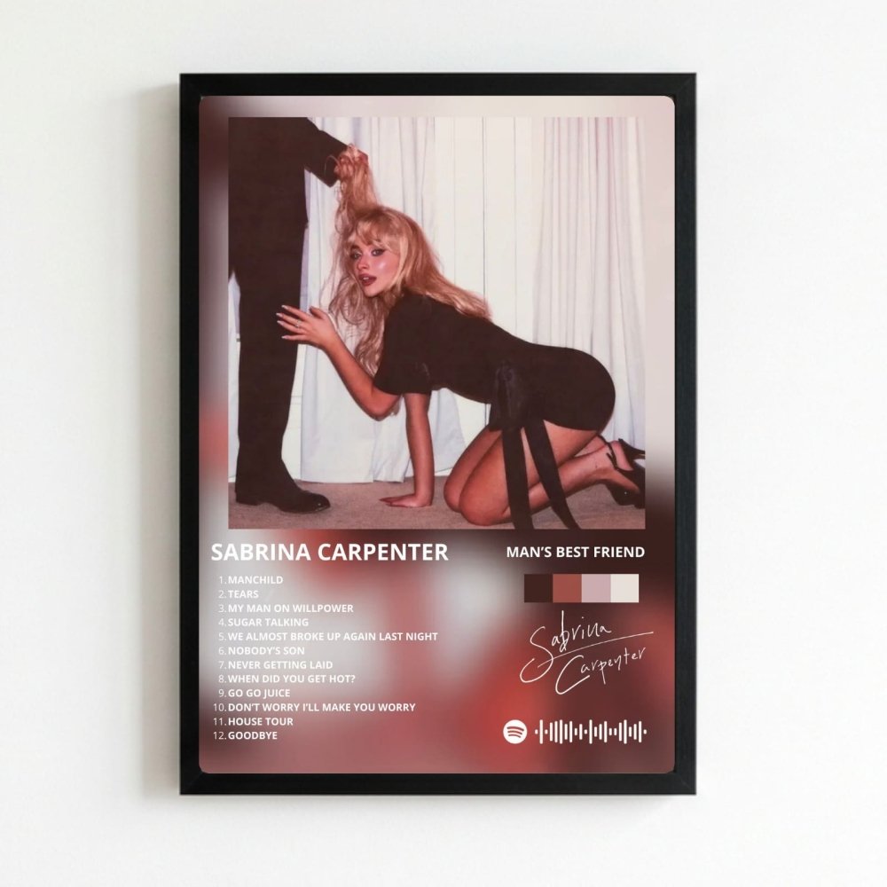 Sabrina Carpenter - Man's Best Friend Poster with Frame - Vibes DistrictSabrina Carpenter - Man's Best Friend Poster with Frame poster NeroVibes District