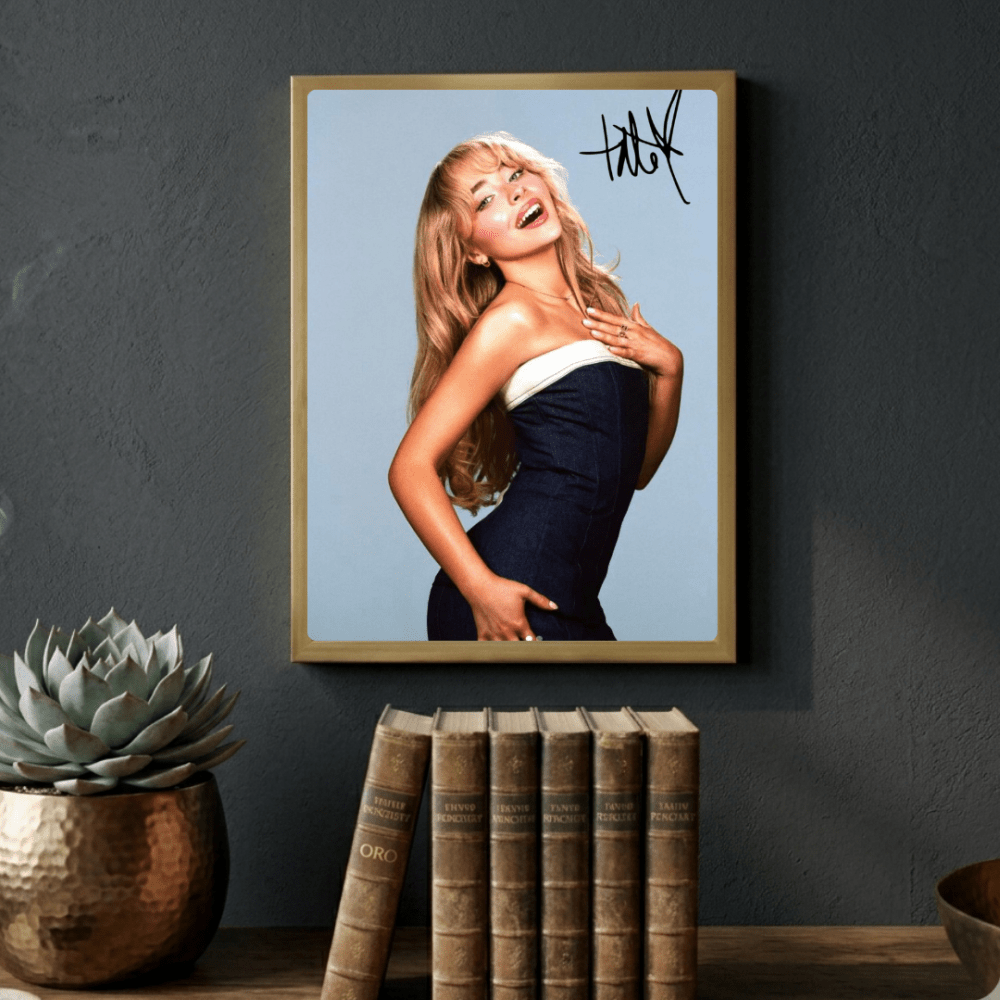 Sabrina Carpenter Poster with Frame - Vibes DistrictSabrina Carpenter Poster with Frame poster GoldVibes District