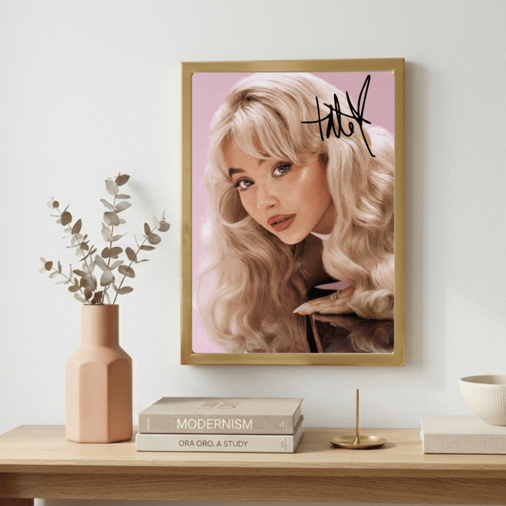 Sabrina Carpenter Poster with Frame - Vibes DistrictSabrina Carpenter Poster with Frame poster GoldVibes District