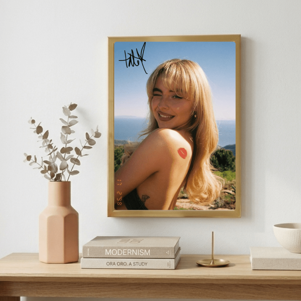 Sabrina Carpenter Poster with Frame - Vibes DistrictSabrina Carpenter Poster with Frame poster GoldVibes District