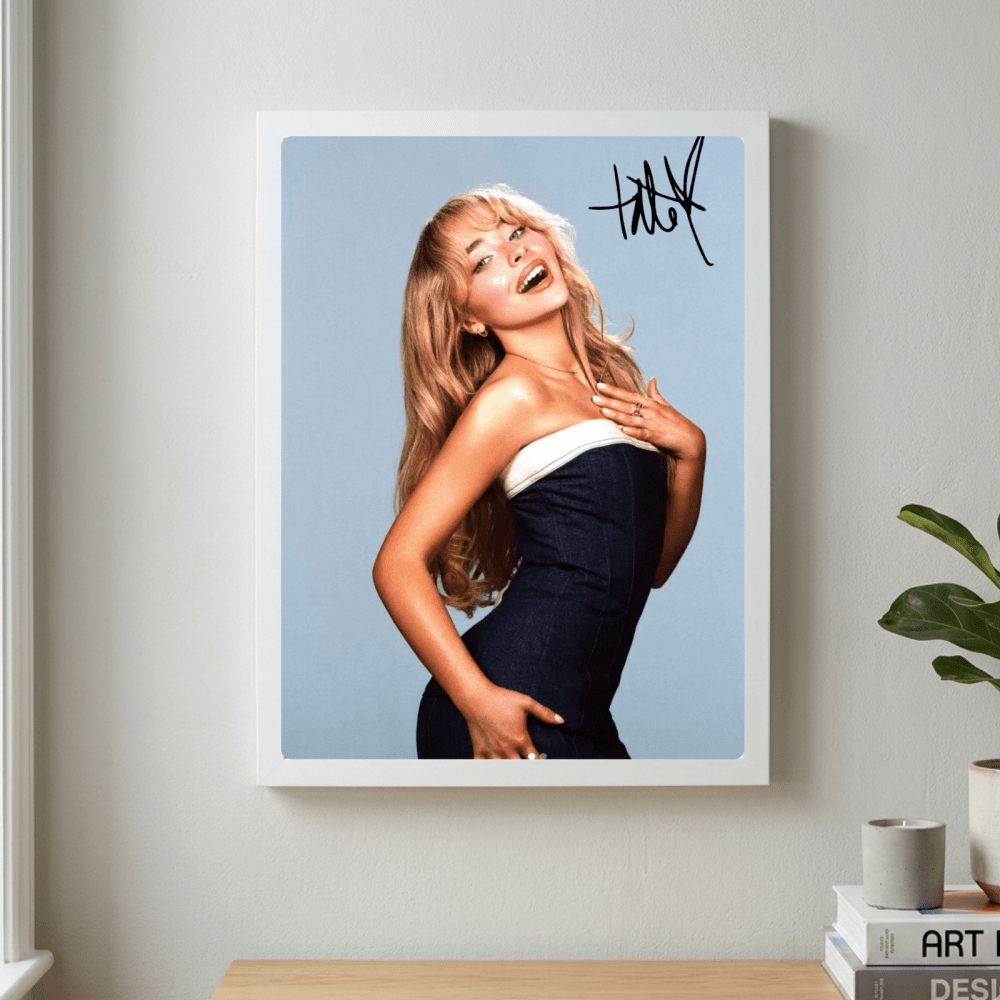 Sabrina Carpenter Poster with Frame - Vibes DistrictSabrina Carpenter Poster with Frame poster GoldVibes District