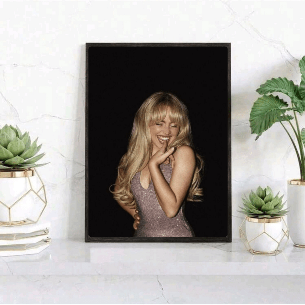 Sabrina Carpenter Poster with Frame - Vibes DistrictSabrina Carpenter Poster with Frame poster GoldVibes District