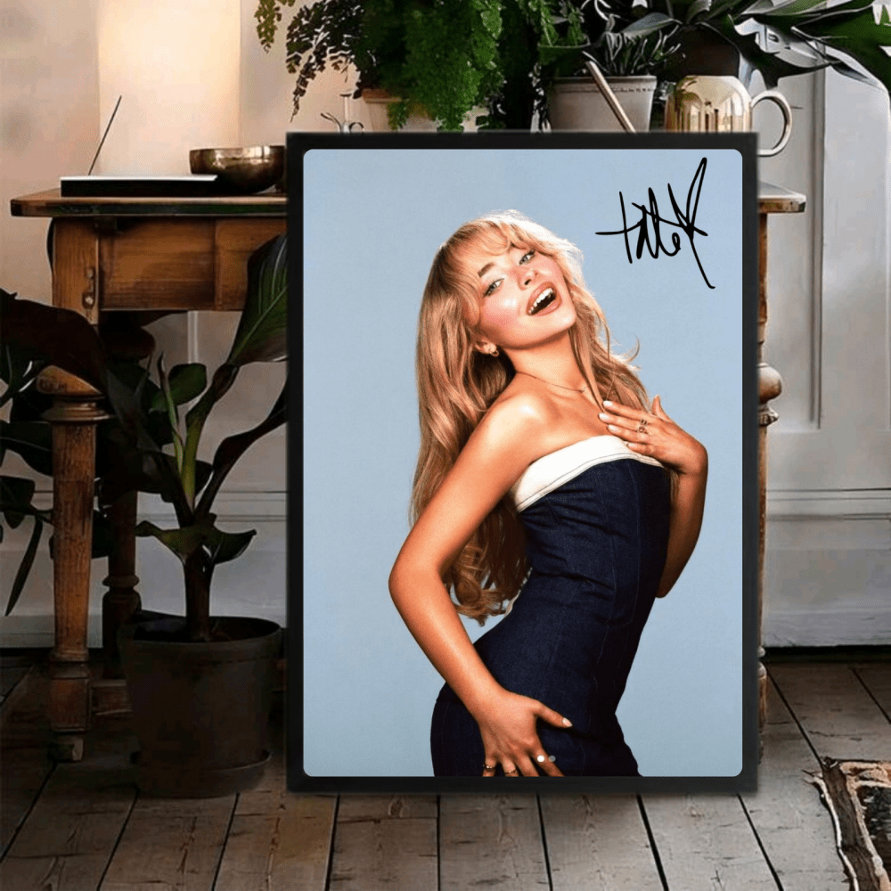 Sabrina Carpenter Poster with Frame - Vibes DistrictSabrina Carpenter Poster with Frame poster GoldVibes District