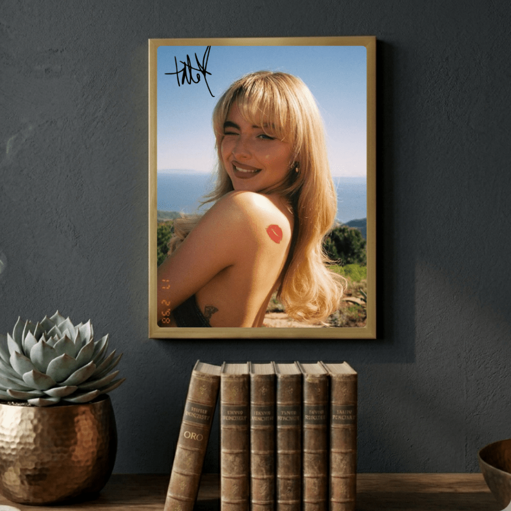 Sabrina Carpenter Poster with Frame - Vibes DistrictSabrina Carpenter Poster with Frame poster GoldVibes District