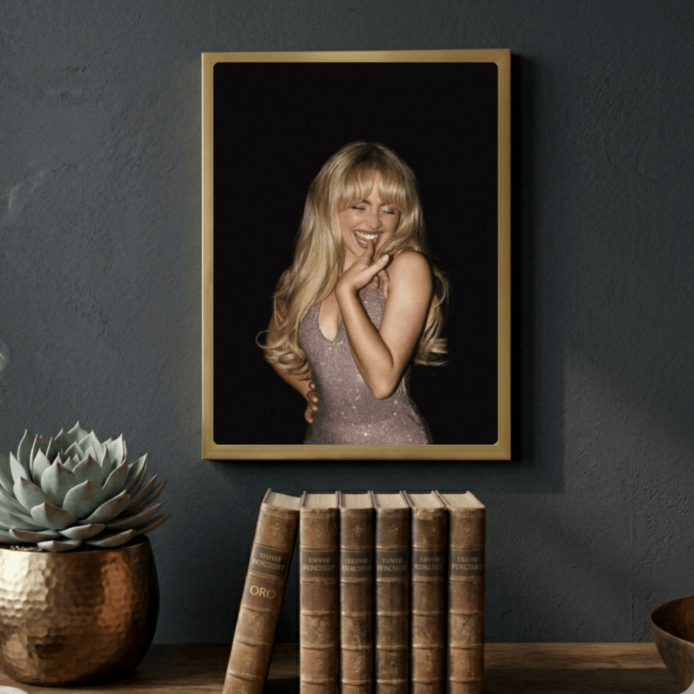 Sabrina Carpenter Poster with Frame - Vibes DistrictSabrina Carpenter Poster with Frame poster GoldVibes District