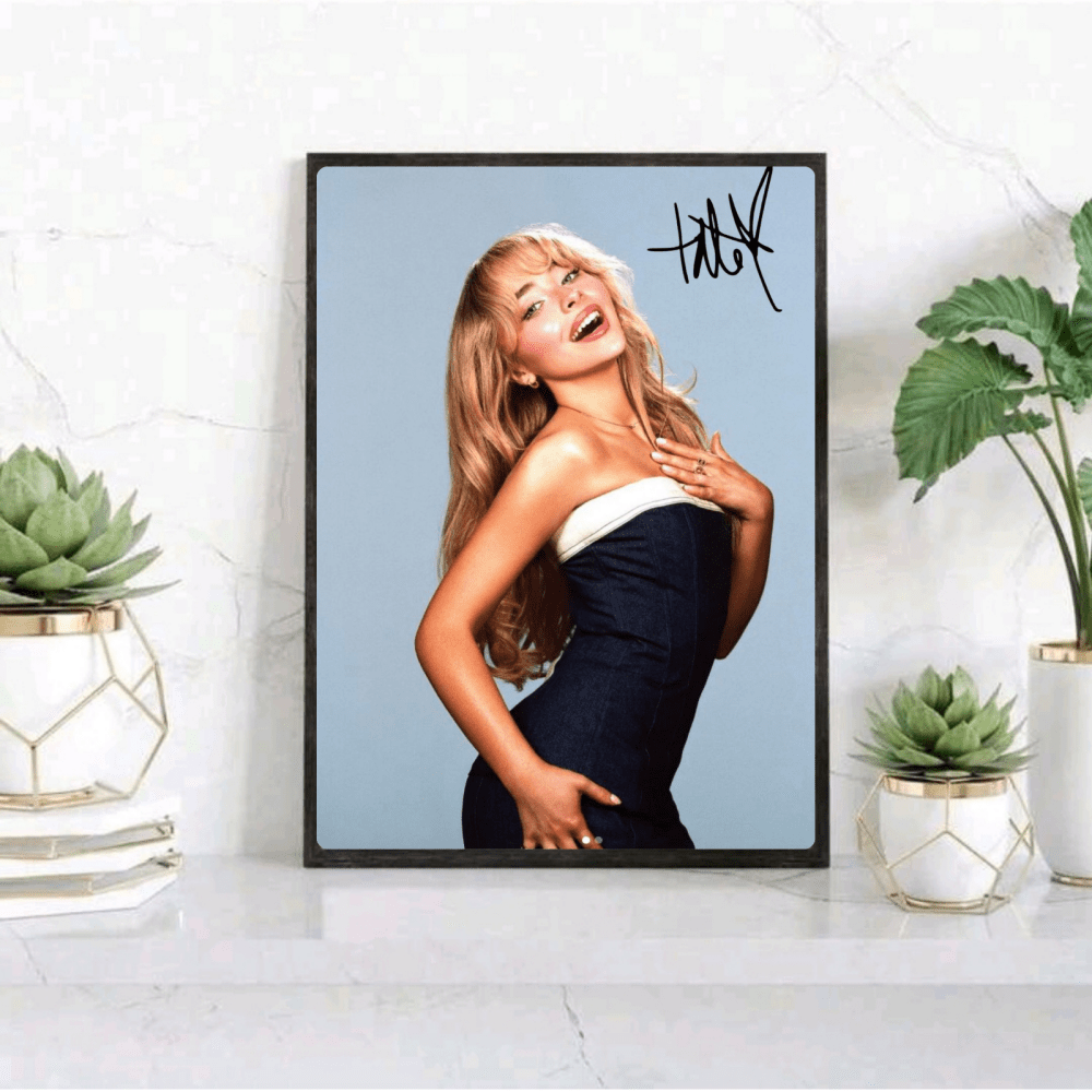 Sabrina Carpenter Poster with Frame - Vibes DistrictSabrina Carpenter Poster with Frame poster GoldVibes District