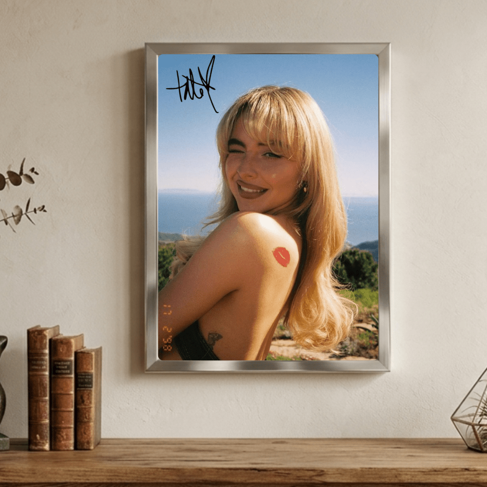 Sabrina Carpenter Poster with Frame - Vibes DistrictSabrina Carpenter Poster with Frame poster GoldVibes District