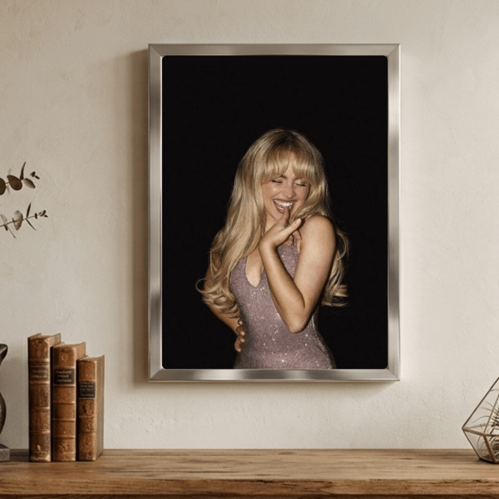 Sabrina Carpenter Poster with Frame - Vibes DistrictSabrina Carpenter Poster with Frame poster GoldVibes District