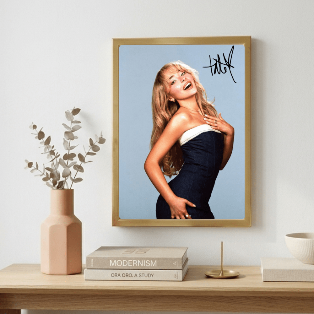 Sabrina Carpenter Poster with Frame - Vibes DistrictSabrina Carpenter Poster with Frame poster GoldVibes District