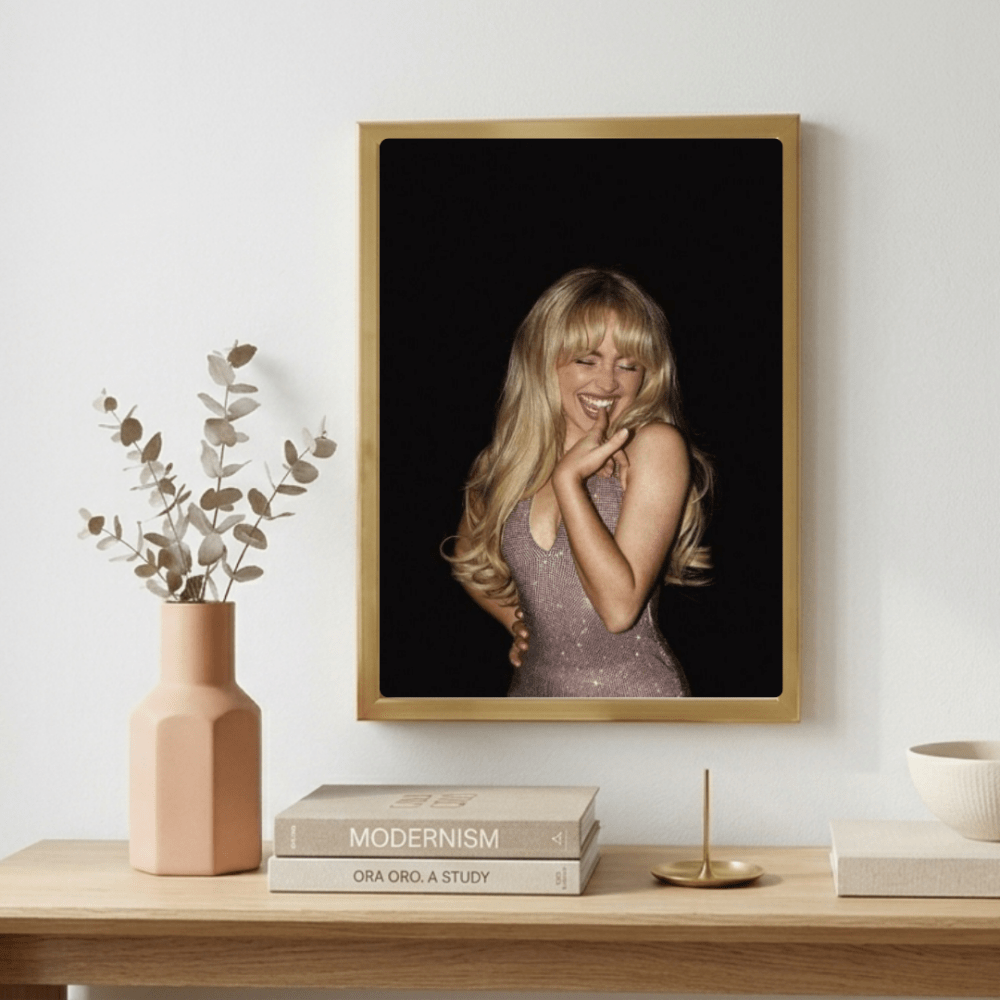 Sabrina Carpenter Poster with Frame - Vibes DistrictSabrina Carpenter Poster with Frame poster GoldVibes District