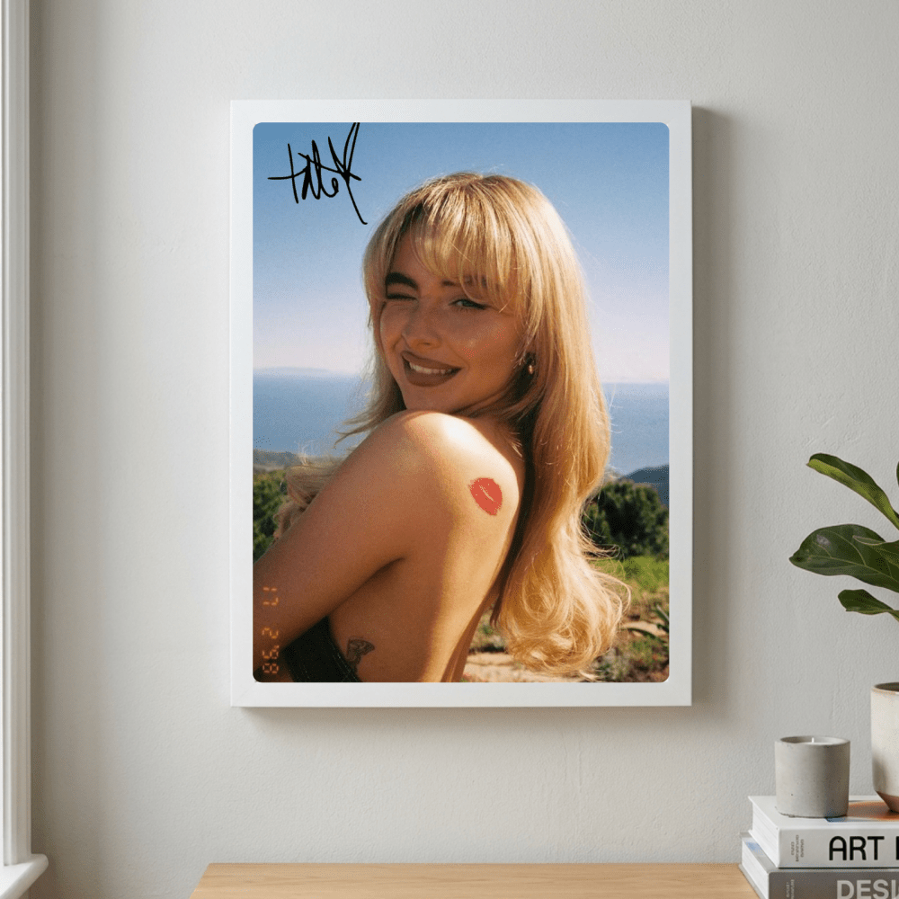 Sabrina Carpenter Poster with Frame - Vibes DistrictSabrina Carpenter Poster with Frame poster GoldVibes District