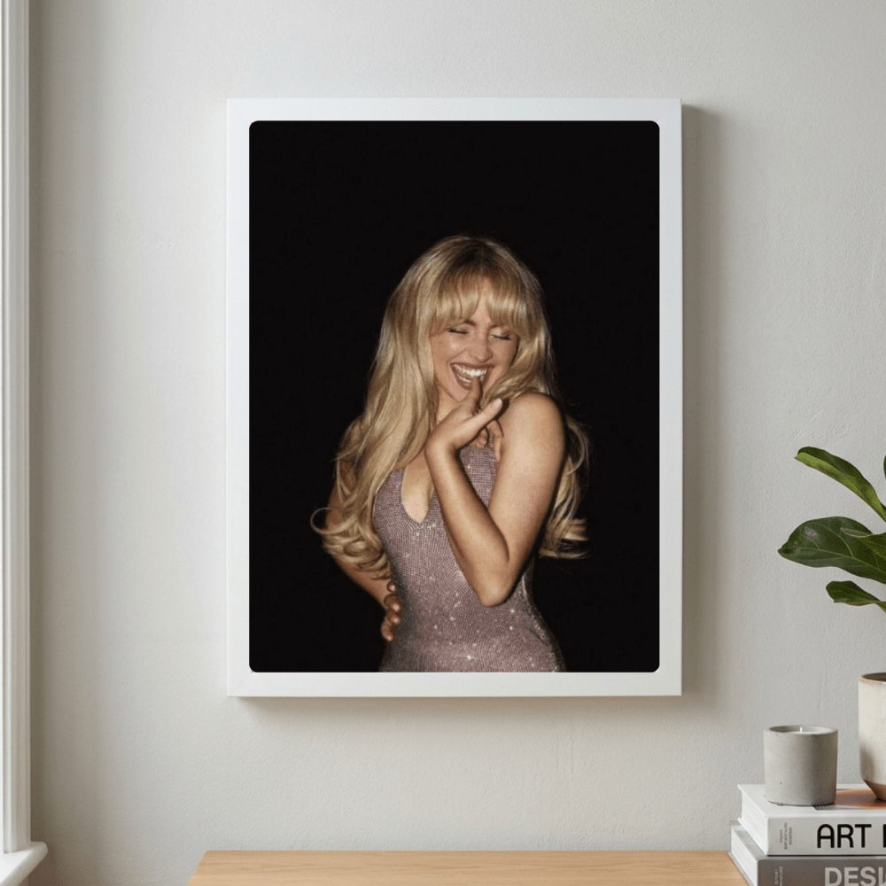 Sabrina Carpenter Poster with Frame - Vibes DistrictSabrina Carpenter Poster with Frame poster GoldVibes District