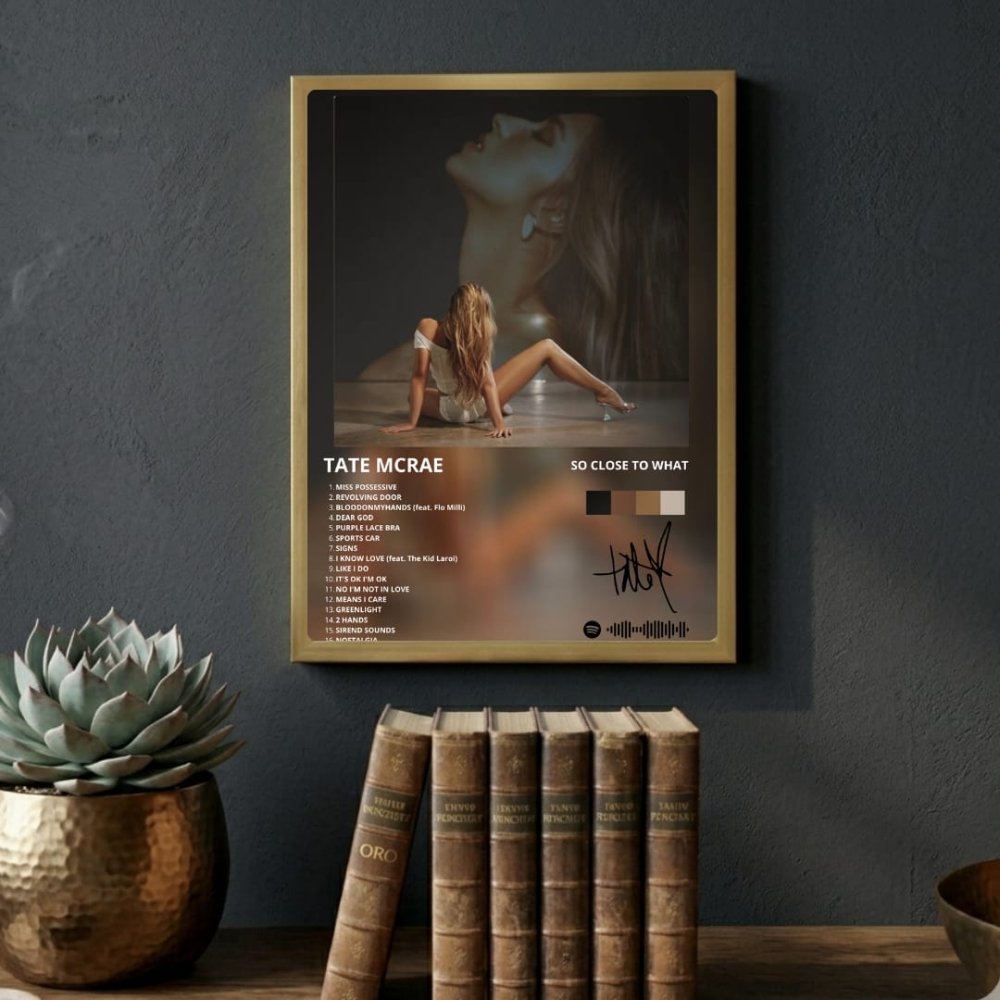 Tate McRae - So Close To What Poster with Frame - Vibes DistrictTate McRae - So Close To What Poster with Frame poster GoldVibes District