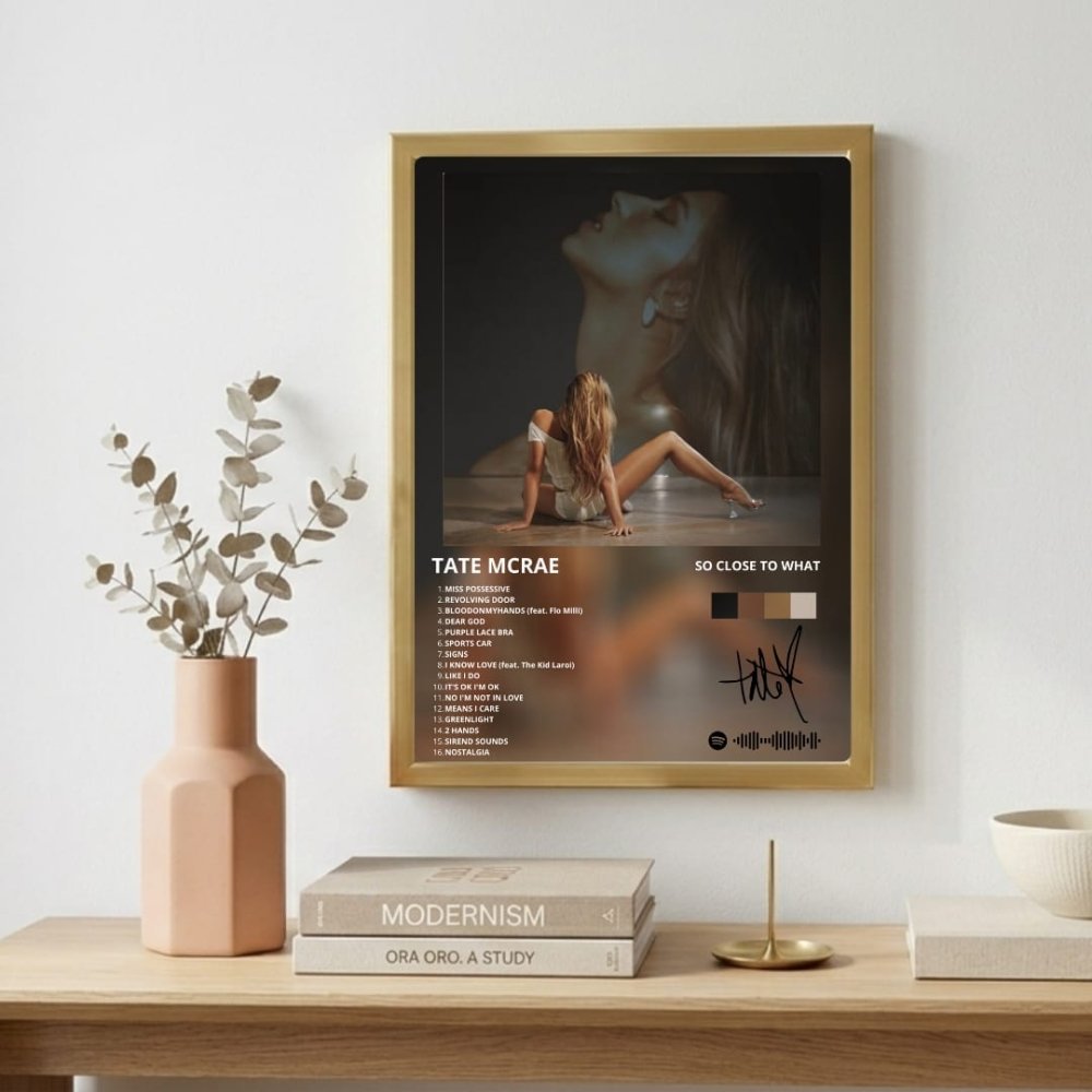 Tate McRae - So Close To What Poster with Frame - Vibes DistrictTate McRae - So Close To What Poster with Frame poster GoldVibes District
