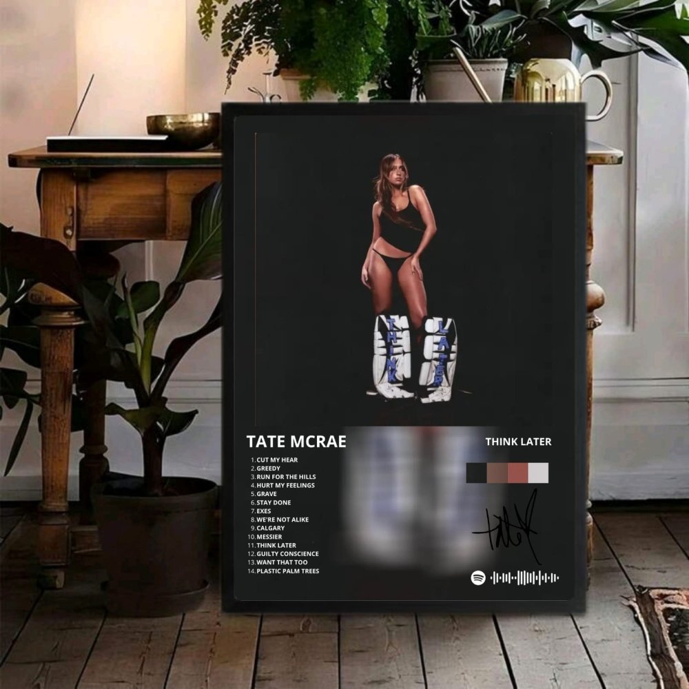 Tate McRae - Think Later Poster with Frame - Vibes DistrictTate McRae - Think Later Poster with Frame poster SilverVibes District