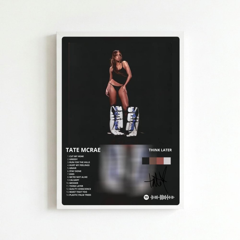Tate McRae - Think Later Poster with Frame - Vibes DistrictTate McRae - Think Later Poster with Frame poster BiancoVibes District