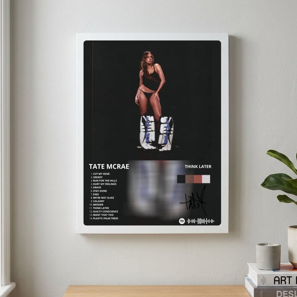 Tate McRae - Think Later Poster with Frame - Vibes DistrictTate McRae - Think Later Poster with Frame poster SilverVibes District
