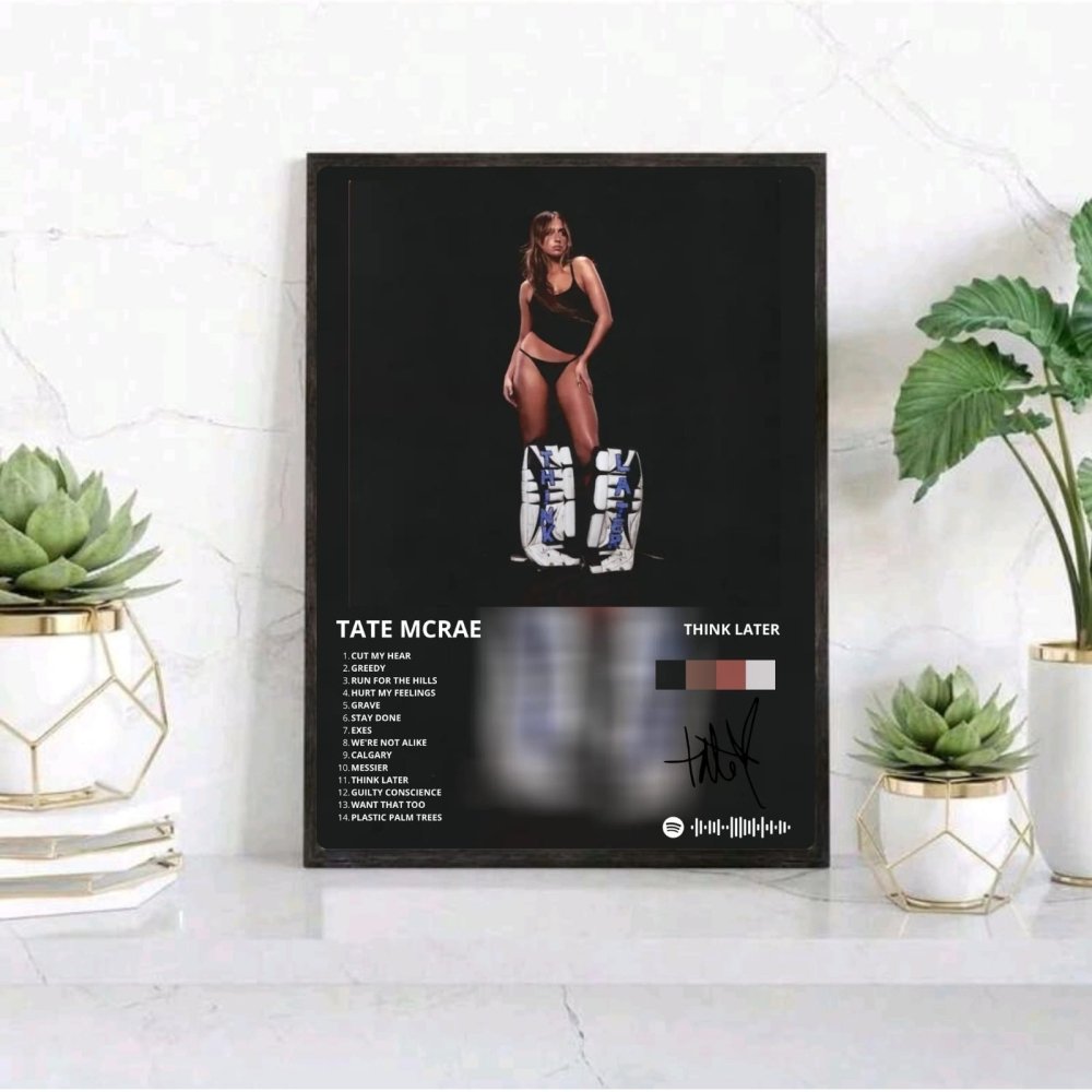 Tate McRae - Think Later Poster with Frame - Vibes DistrictTate McRae - Think Later Poster with Frame poster SilverVibes District