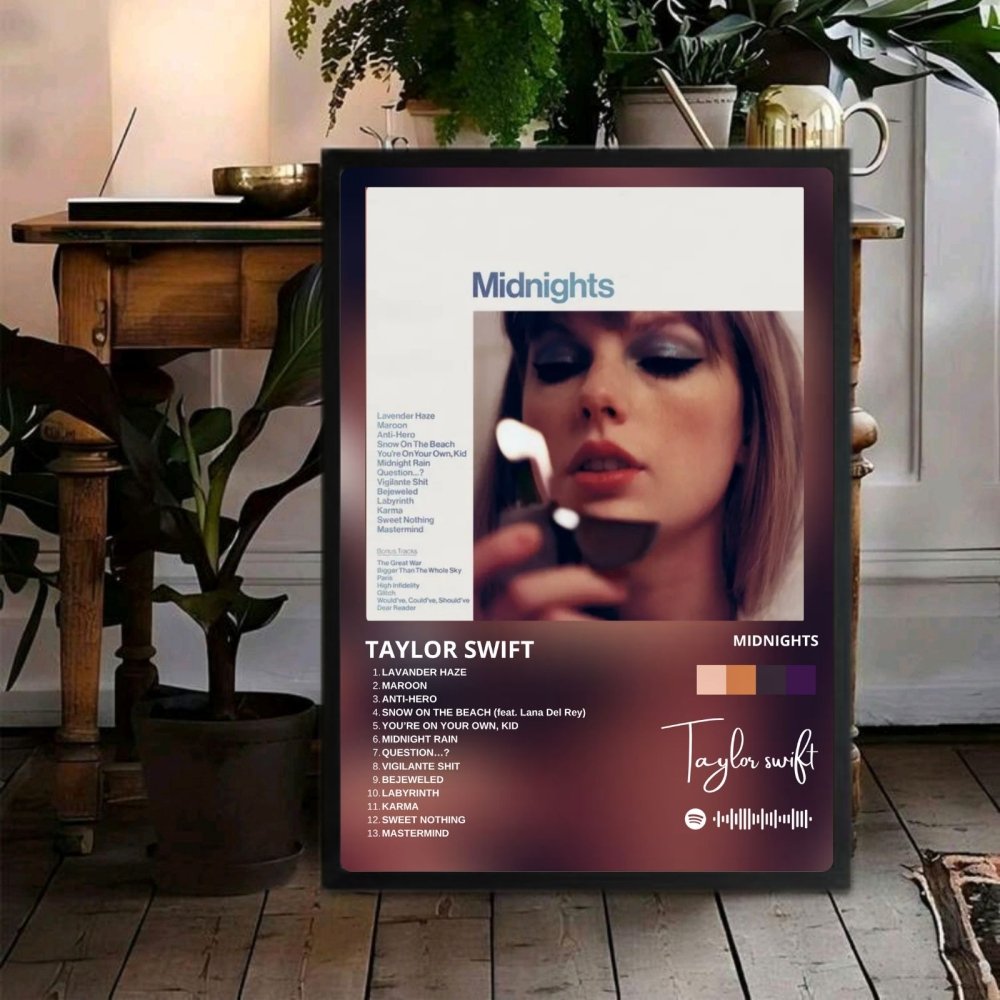 Taylor Swift - Midnights Poster with Frame - Vibes DistrictTaylor Swift - Midnights Poster with Frame poster GoldVibes District
