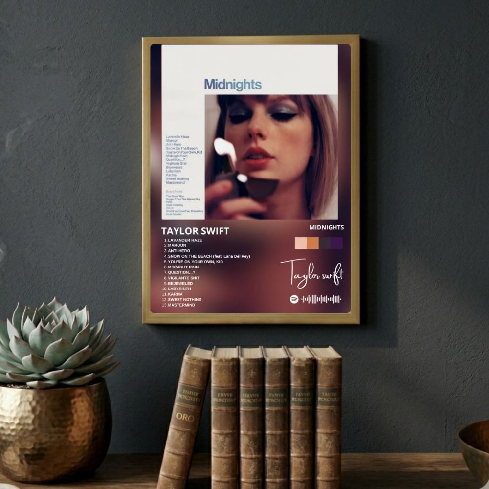 Taylor Swift - Midnights Poster with Frame - Vibes DistrictTaylor Swift - Midnights Poster with Frame poster GoldVibes District