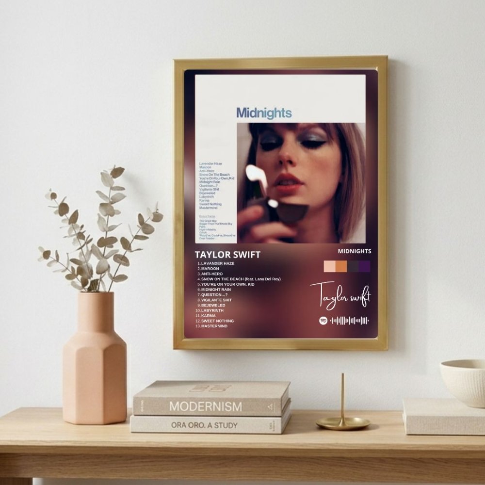 Taylor Swift - Midnights Poster with Frame - Vibes DistrictTaylor Swift - Midnights Poster with Frame poster GoldVibes District
