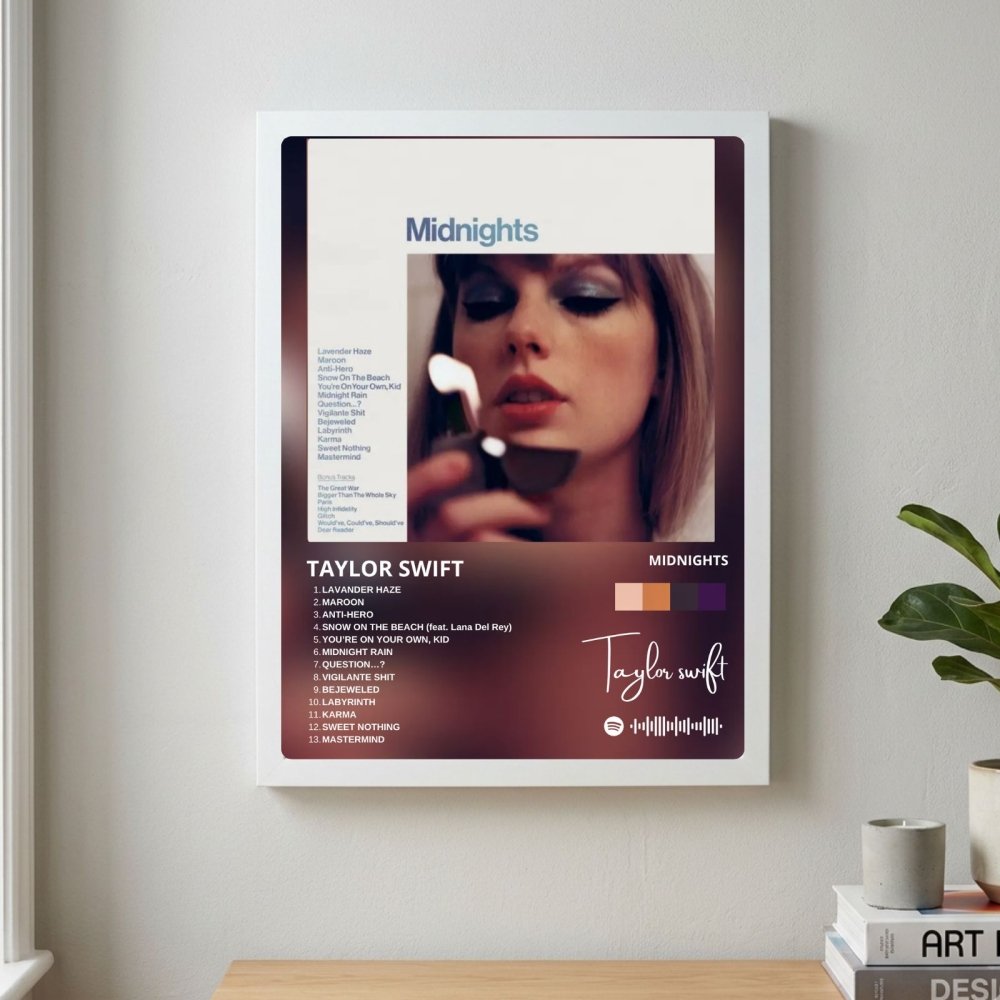 Taylor Swift - Midnights Poster with Frame - Vibes DistrictTaylor Swift - Midnights Poster with Frame poster BiancoVibes District