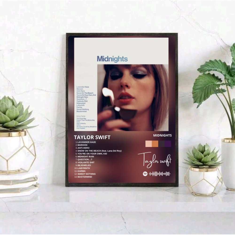 Taylor Swift - Midnights Poster with Frame - Vibes DistrictTaylor Swift - Midnights Poster with Frame poster GoldVibes District