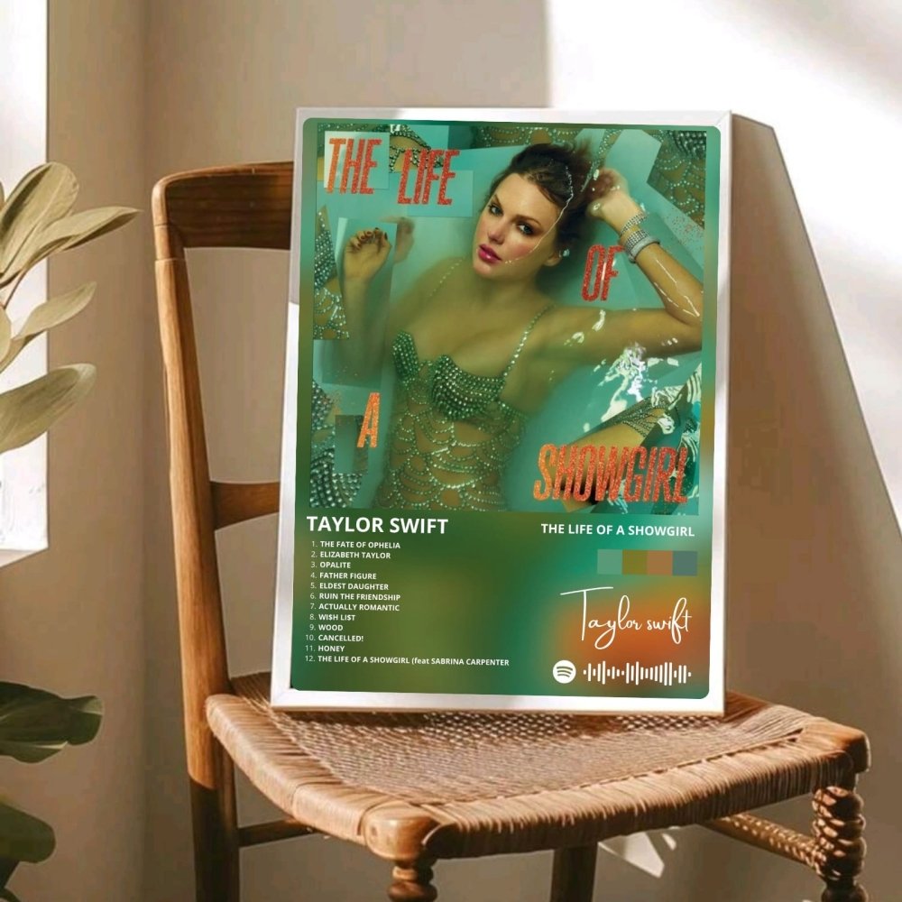 Taylor Swift - The Life Of A Showgirl Poster with Frame - Vibes DistrictTaylor Swift - The Life Of A Showgirl Poster with Frame poster SilverVibes District