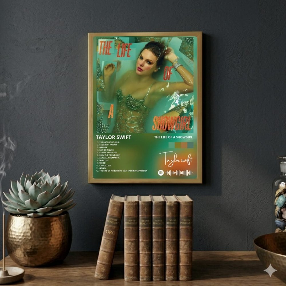 Taylor Swift - The Life Of A Showgirl Poster with Frame - Vibes DistrictTaylor Swift - The Life Of A Showgirl Poster with Frame poster SilverVibes District