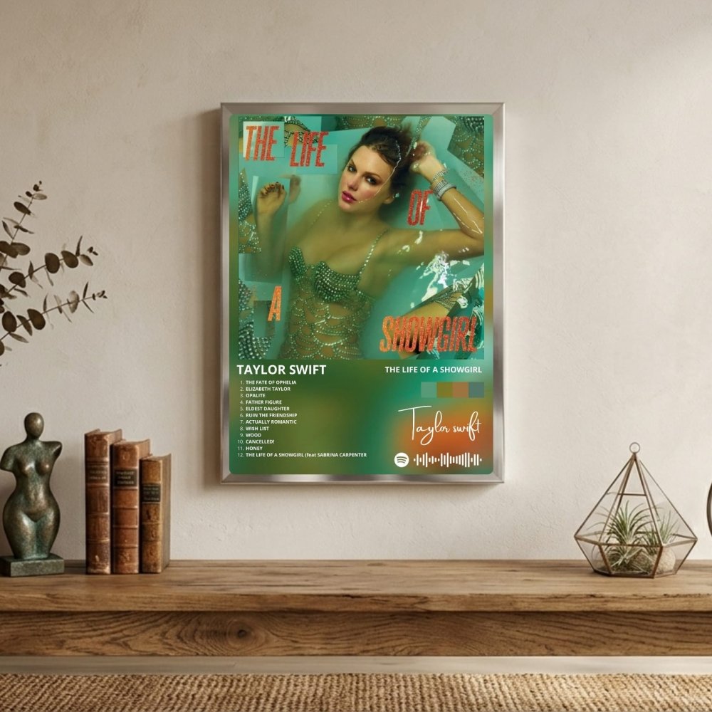 Taylor Swift - The Life Of A Showgirl Poster with Frame - Vibes DistrictTaylor Swift - The Life Of A Showgirl Poster with Frame poster SilverVibes District