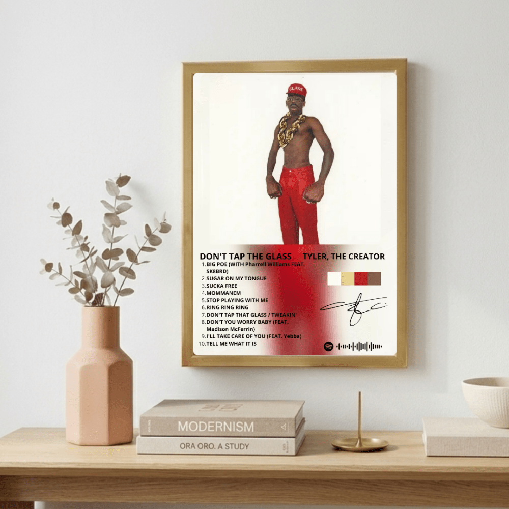 Tyler The Creator - Don't Tap The Glass Poster with Frame - Vibes DistrictTyler The Creator - Don't Tap The Glass Poster with Frame GoldVibes District