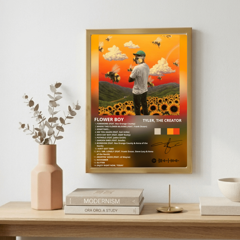 Tyler The Creator - Flower Boy Poster with Frame - Vibes DistrictTyler The Creator - Flower Boy Poster with Frame GoldVibes District