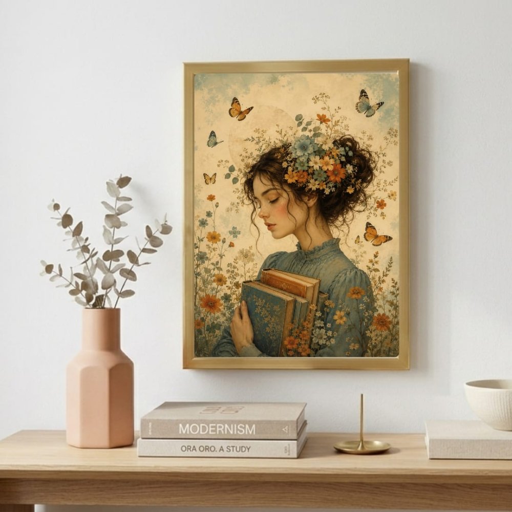 vintage book girl - Vibes Districtvintage book girl poster BiancoVibes District