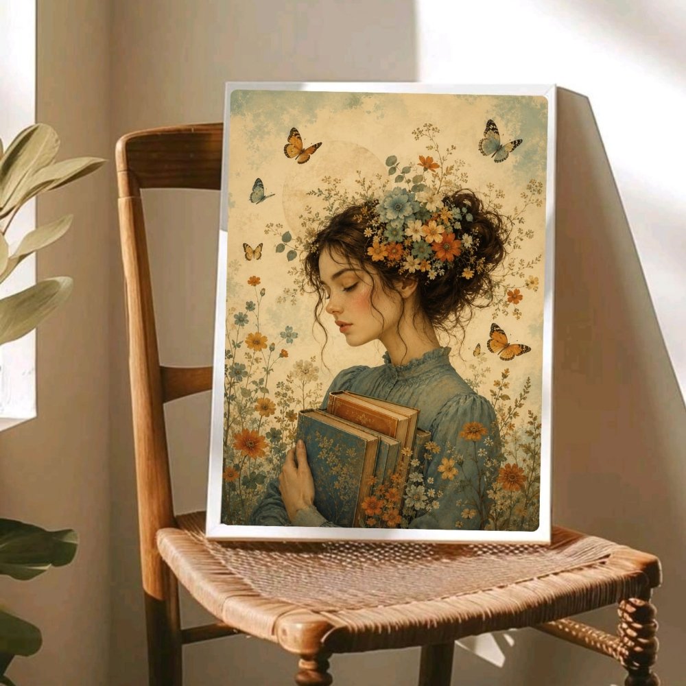 vintage book girl - Vibes Districtvintage book girl poster BiancoVibes District