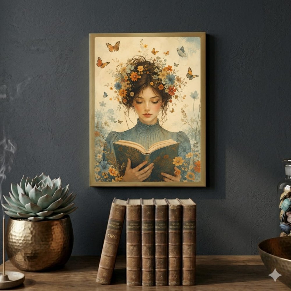 vintage book girl - Vibes Districtvintage book girl poster BiancoVibes District