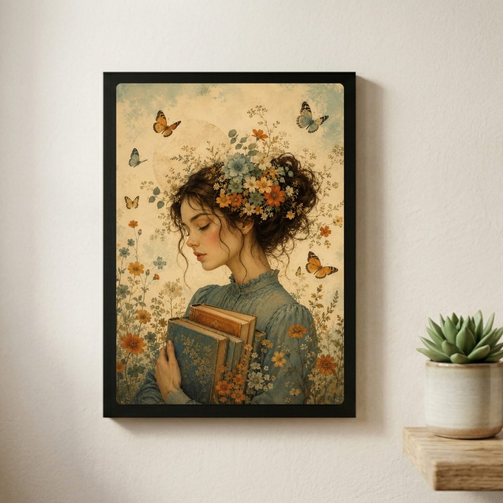 vintage book girl - Vibes Districtvintage book girl poster BiancoVibes District