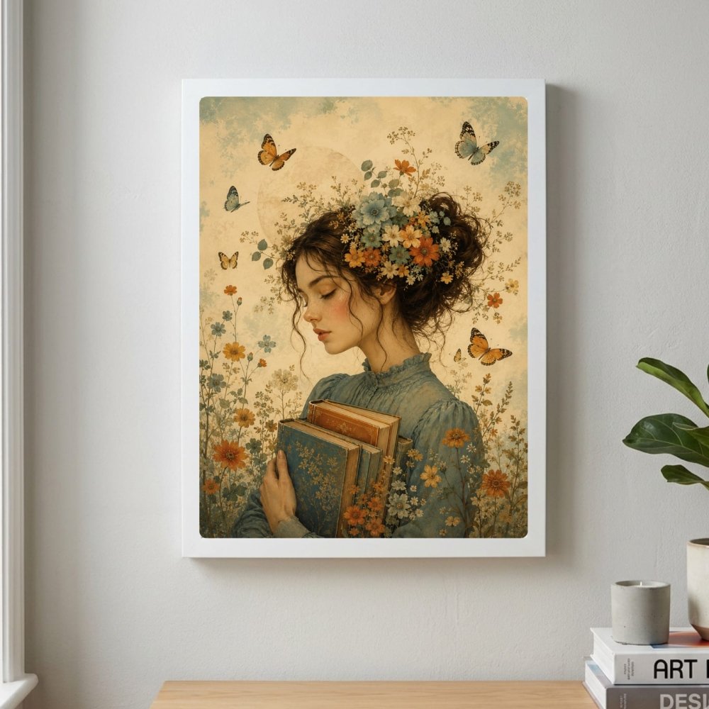 vintage book girl - Vibes Districtvintage book girl poster BiancoVibes District