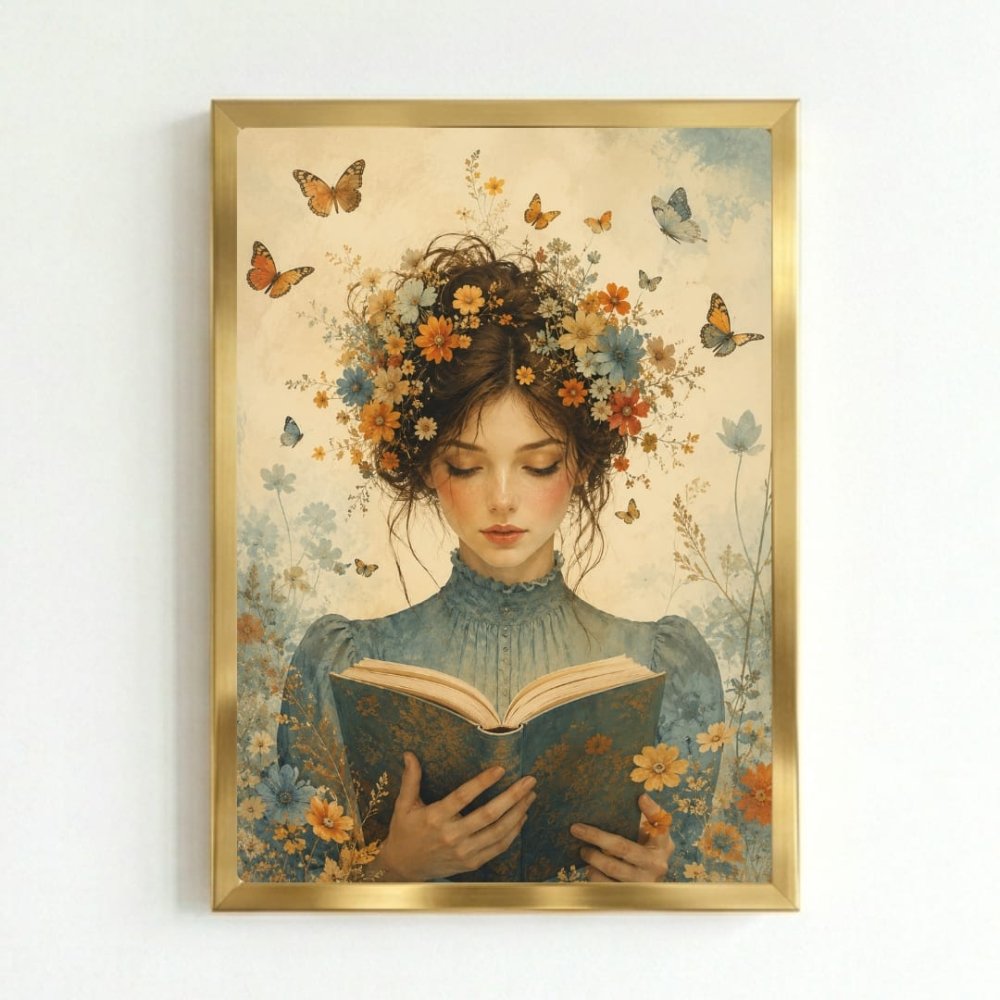 vintage book girl - Vibes Districtvintage book girl poster GoldVibes District